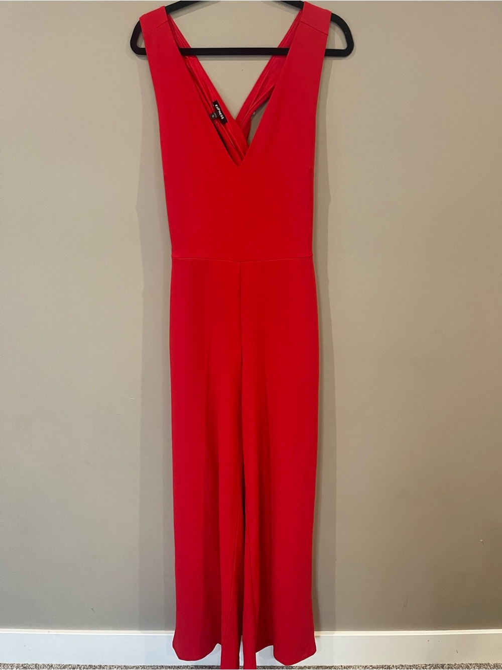 Express Backless Red Wideleg Jumpsuit